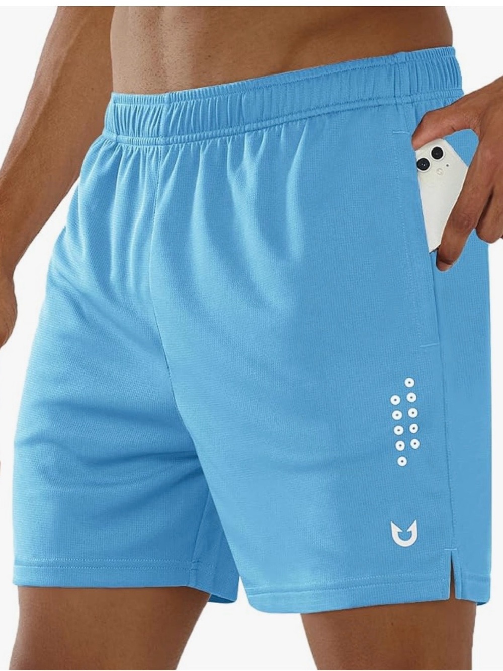 Light Blue Men's Athletic Shorts with Pocket